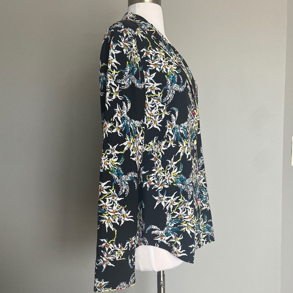 Cinq a Sept Juliet Floral Print Silk Button Front Pajama Style Casual Blouse Top - Picture 6 of 14